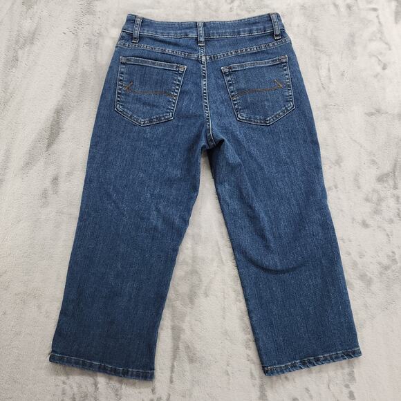 Lee Jeans Womens 6 Blue Relaxed Fit Mid Rise Crop Capri Straight Stretch Denim - Picture 2 of 11